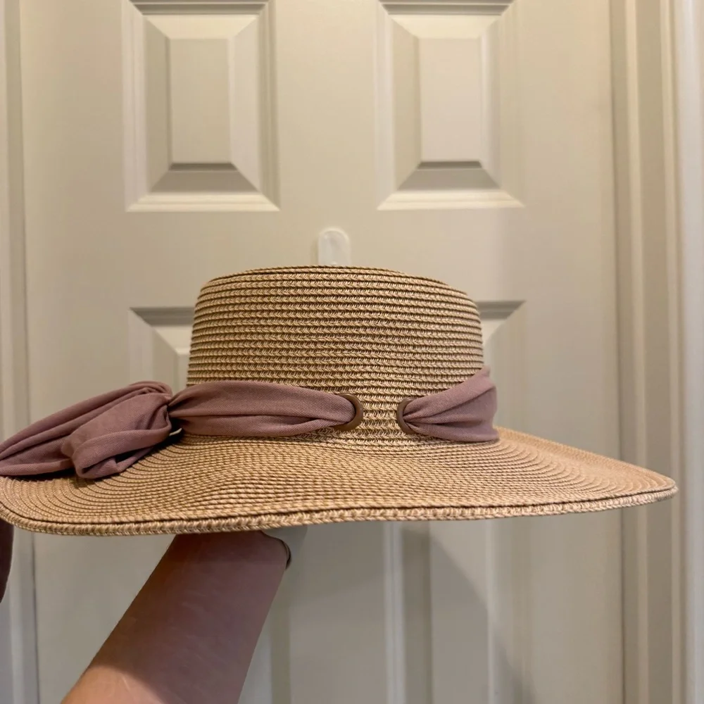 San Diego Hat Straw Gondolier Hat with Scarf Bow - Picture 2 of 4